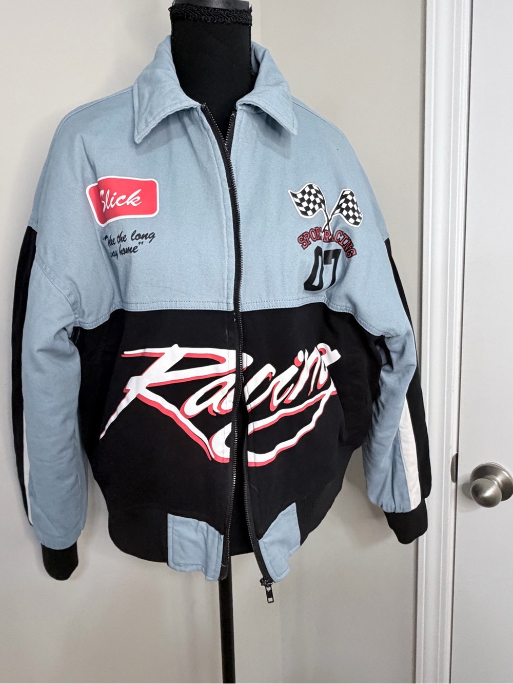 PacSun Mens Racing Colorblock Full Zip Lined Jacket w Pockets Embroidered Sz S